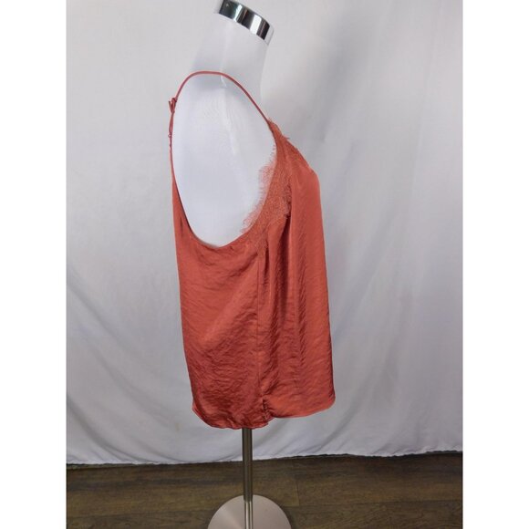 Nine West Camisole Top Womens Large Rust Satin Lace Trim Silky Adjustable Straps - Picture 8 of 12